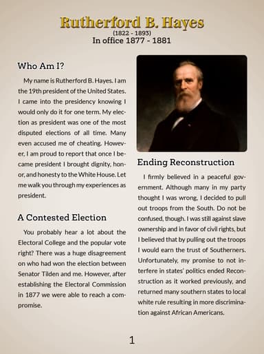 19. Rutherford B. Hayes cover