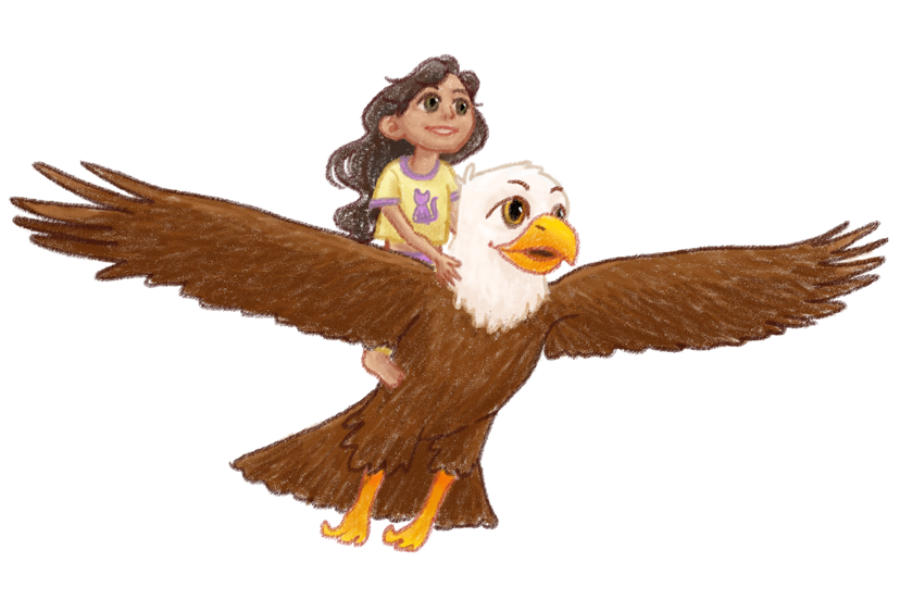 hazel flying on eagle